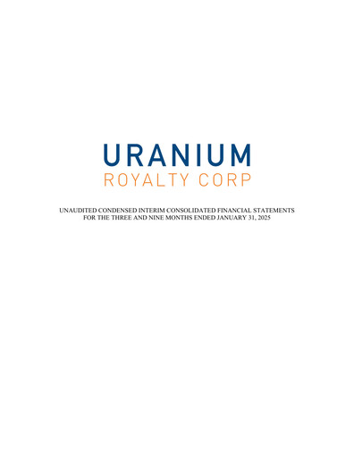 Thumbnail Uranium Royalty Quarterly Report fy2025-q3