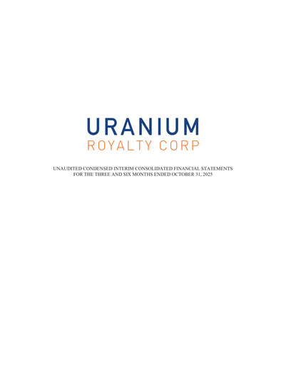 Thumbnail Uranium Royalty Quarterly Report fy2026-q2