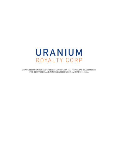Thumbnail Uranium Royalty Quarterly Report fy2026-q3