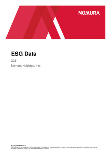 Thumbnail Nomura Holdings ESG Report 2021