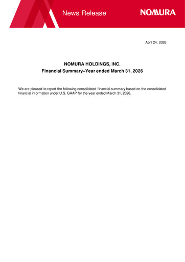 Thumbnail Nomura Holdings Financial Report 2026