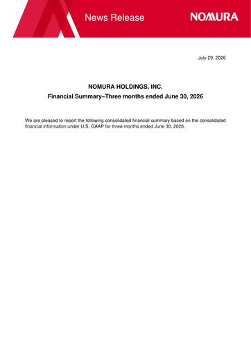 Thumbnail Nomura Holdings Quarterly Report 2027-q1