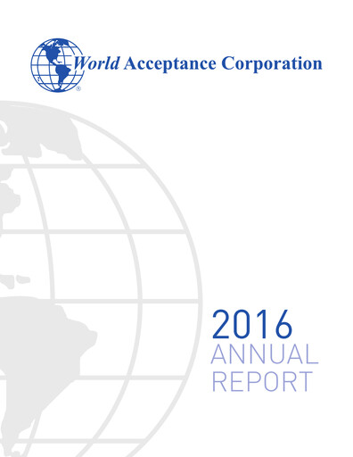 Thumbnail World Acceptance Corporation Annual Report 2015-2016