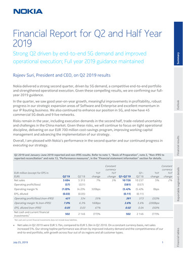 Thumbnail Nokia Quarterly Report 2019-q2