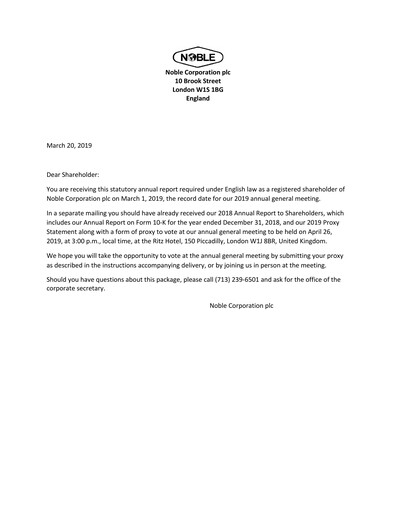 Thumbnail Noble Corporation
 Annual Report 2018