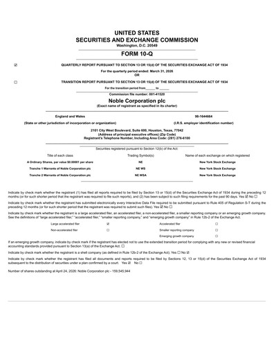 Thumbnail Noble Corporation
 Quarterly Report 2026-q1