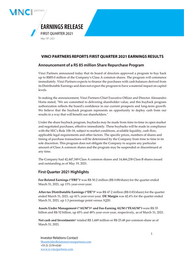 Thumbnail Vinci Partners Quarterly Report 2021-q1