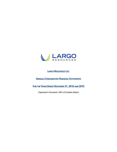Thumbnail Largo Financial Statement 2016