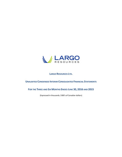 Thumbnail Largo Quarterly Report 2016-q2