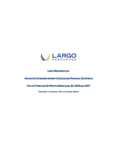 Thumbnail Largo Quarterly Report 2018-q2