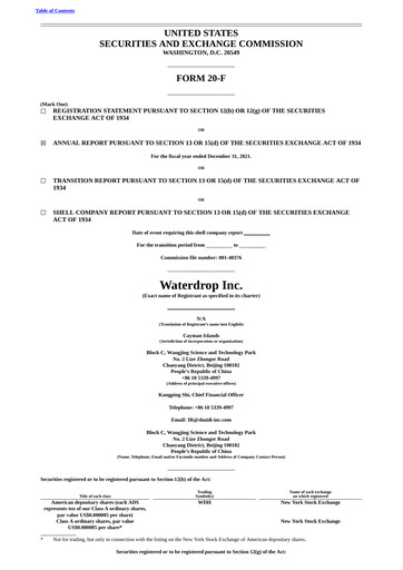 Thumbnail Waterdrop Inc. Annual Report 2021