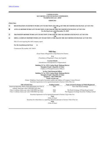 Thumbnail NIO Annual Report 2025