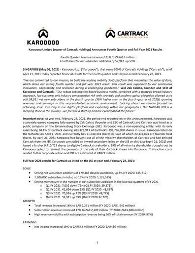 Vorschaubild Karooooo Finanzbericht 2021
