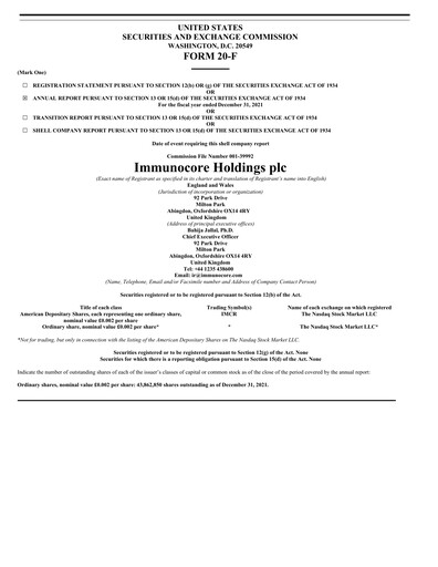 Thumbnail Immunocore Annual Report 2021