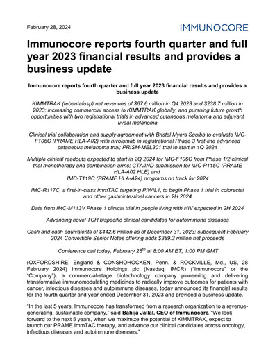 Thumbnail Immunocore Financial Report 2023