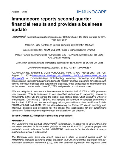 Thumbnail Immunocore Quarterly Report 2025-q2