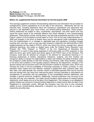 Miniature Nelnet Rapport trimestriel 2009-q1