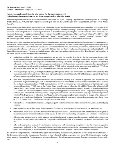 Miniature Nelnet Rapport trimestriel 2015-q4