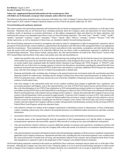 Miniature Nelnet Rapport trimestriel 2016-q2