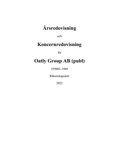 Thumbnail Oatly Annual Report 2022