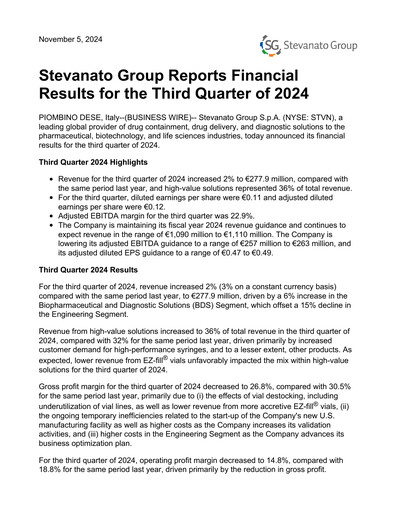 Thumbnail Stevanato Group Quarterly Report 2024-q3