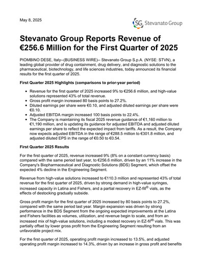 Thumbnail Stevanato Group Quarterly Report 2025-q1