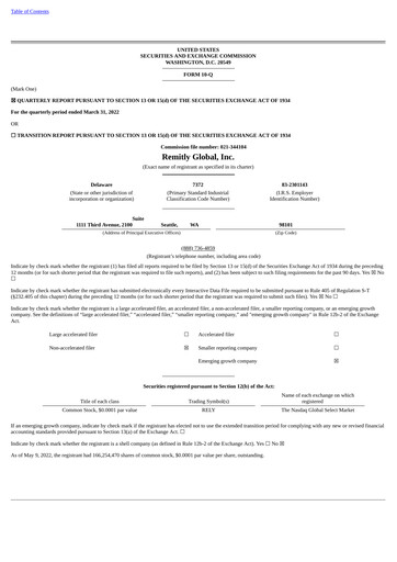 Thumbnail Remitly Quarterly Report 2022-q1