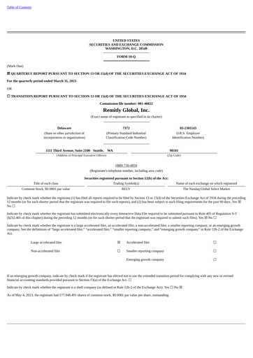 Thumbnail Remitly Quarterly Report 2023-q1