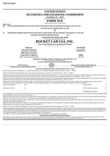Thumbnail Rocket Lab Annual Report 2022
