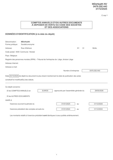 Miniature MDxHealth Bilan financier 2025