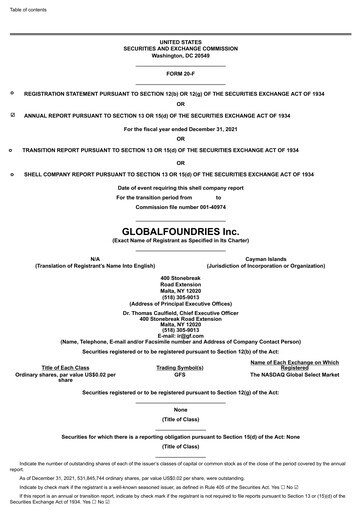 Thumbnail GlobalFoundries Annual Report 2021