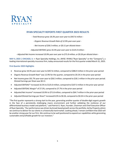 Thumbnail Ryan Specialty Quarterly Report 2023-q1