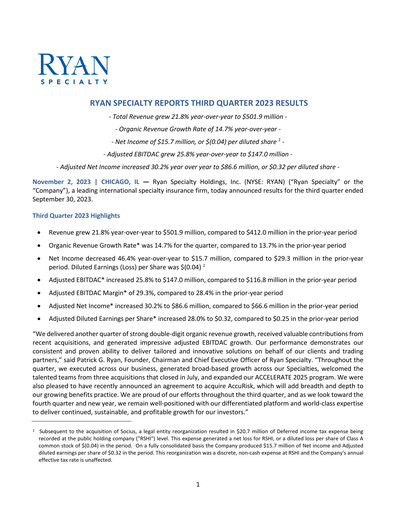 Thumbnail Ryan Specialty Quarterly Report 2023-q3