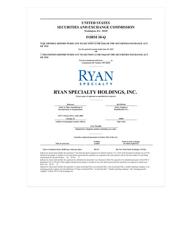 Miniature Ryan Specialty Rapport trimestriel 2025-q2