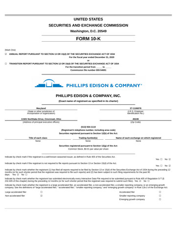 Thumbnail Phillips Edison & Company Annual Report 2020