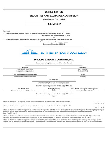 Thumbnail Phillips Edison & Company Financial Report 2022