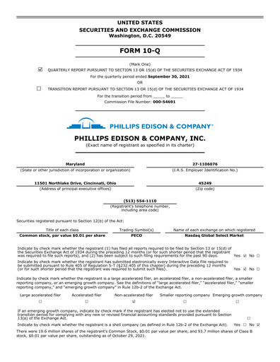 Thumbnail Phillips Edison & Company Quarterly Report 2021-q3