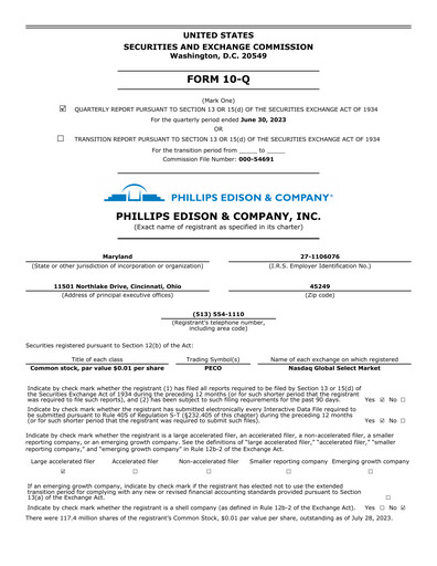 Thumbnail Phillips Edison & Company Quarterly Report 2023-q2
