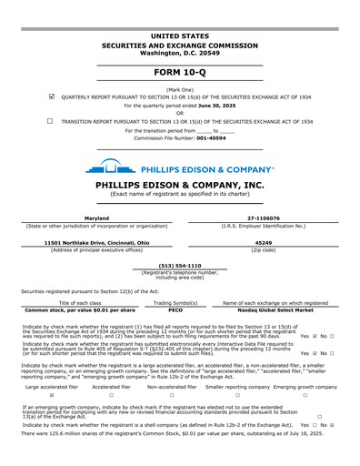Thumbnail Phillips Edison & Company Quarterly Report 2025-q2