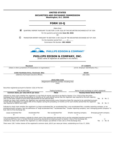 Thumbnail Phillips Edison & Company Quarterly Report 2026-q2