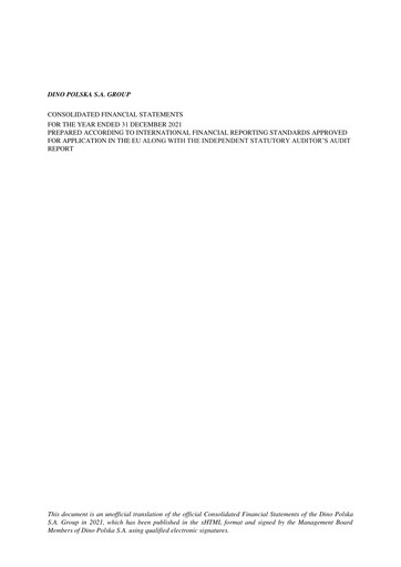 Miniature Dino Polska Bilan financier 2021