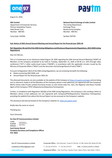 Thumbnail Paytm Annual Report 2025-2026