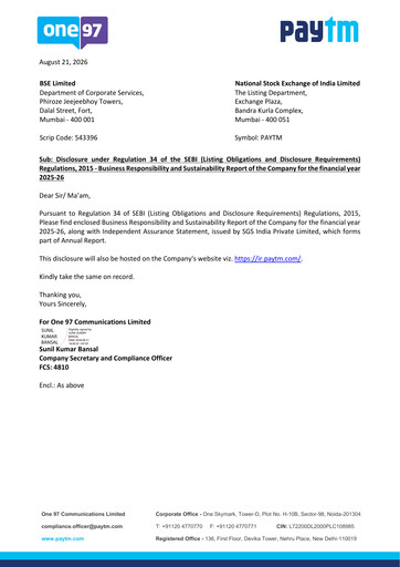 Thumbnail Paytm ESG Report 2025-2026
