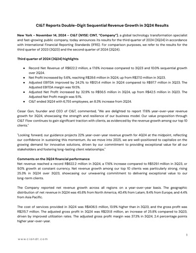 Thumbnail CI&T Quarterly Report 2024-q3