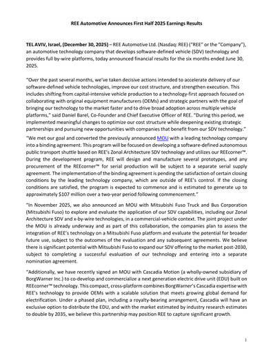 Thumbnail REE Automotive Half-year Report 2025-h1