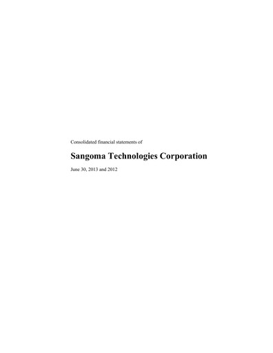 Thumbnail Sangoma Technologies Financial Statement fy2013