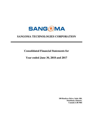 Thumbnail Sangoma Technologies Financial Statement fy2018