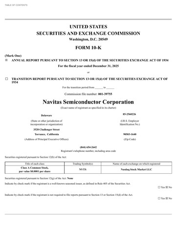 Thumbnail Navitas Semiconductor Annual Report 2025