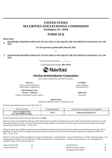 Thumbnail Navitas Semiconductor Quarterly Report 2023-q2