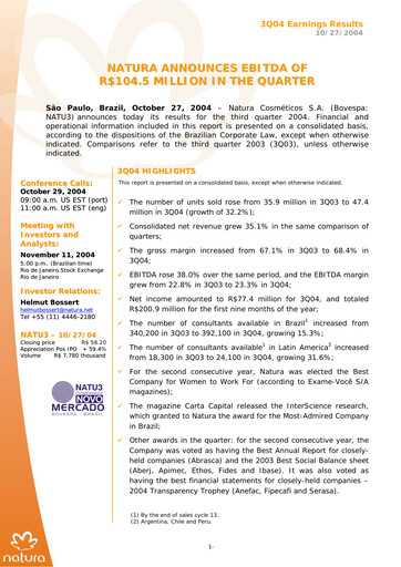 Thumbnail Natura&Co Quarterly Report 2004-q3